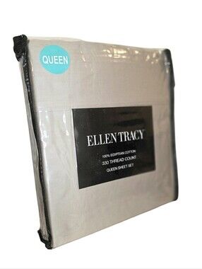 New! Ellen Tracy 100% Egyptian Cotton 330 Thread Count Queen Sheet Set